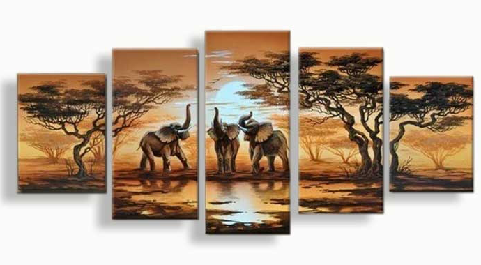 Olifanten schilderij met dansende olifanten