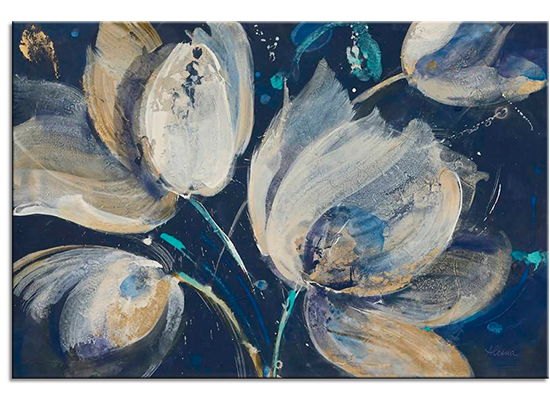 White Tulips on Blue Background