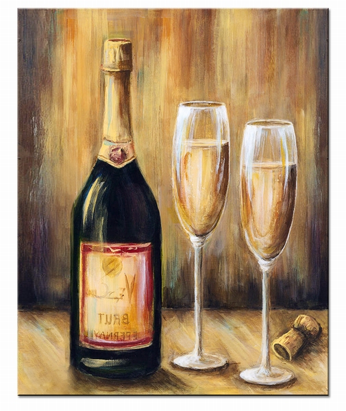 Bottle of Champagne, Two Glasses