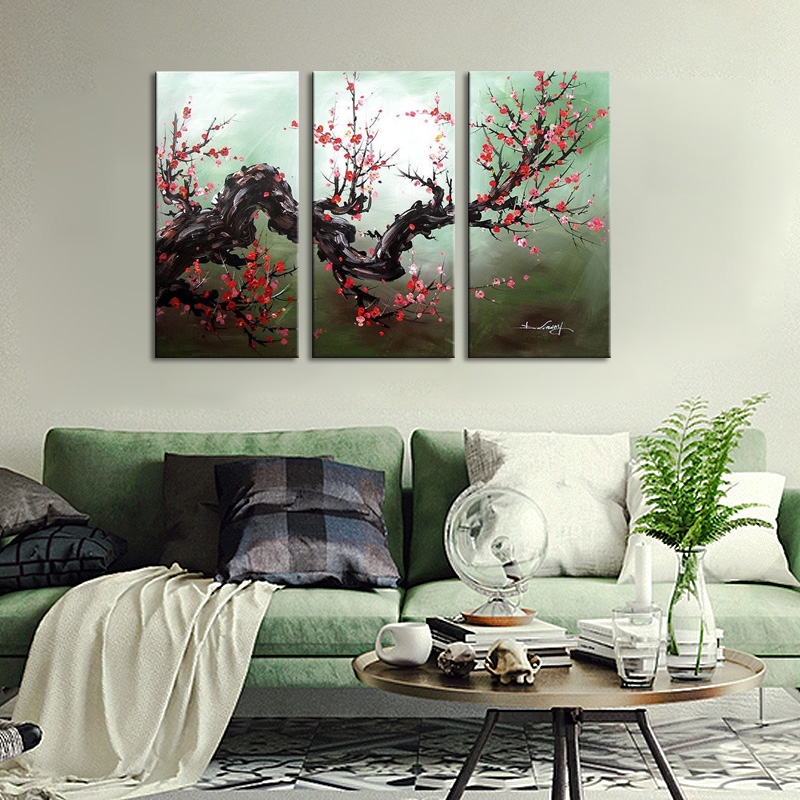 Branch with red blossoms