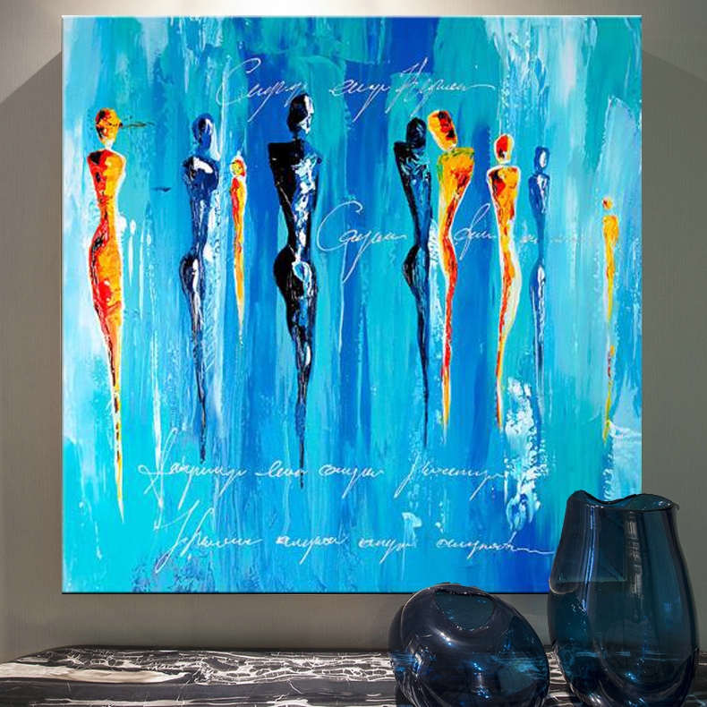 Human Silhouettes in Blue