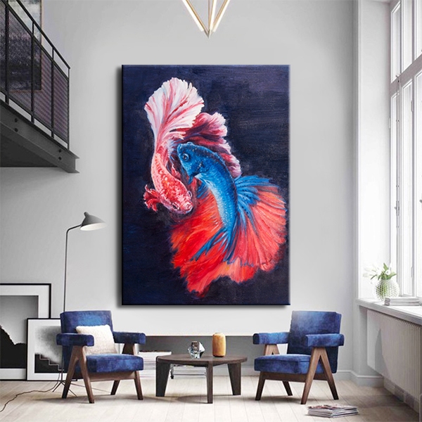 Red & Blue Betta Fishes