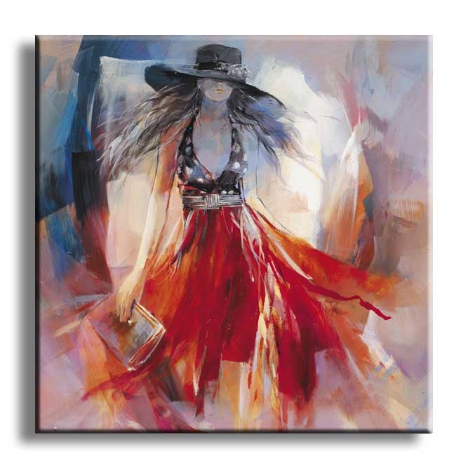 Woman in a red dress