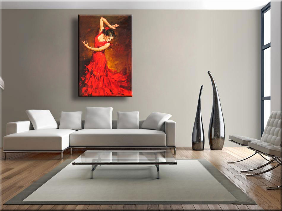 vrouw-danseres-schilderij-in-rood-interieur-foto